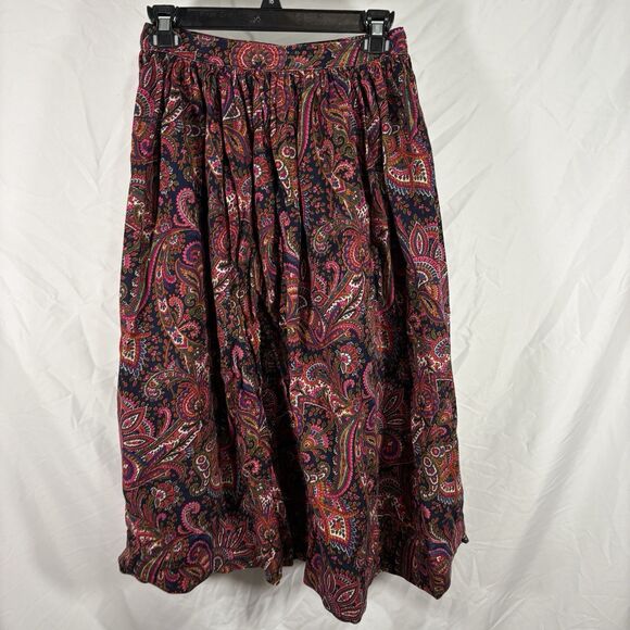 Vintage Paisley Boho Midi Skirt 30" L 24" Waist Cottagecore Flowy No Tag - Picture 8 of 15